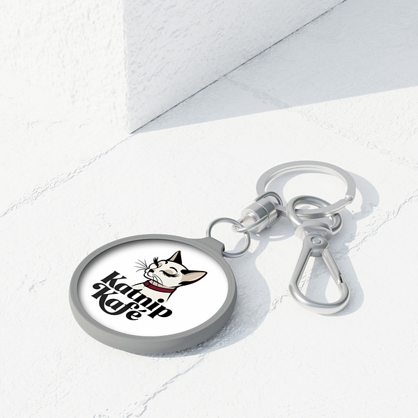 Cat-Themed Keyring Tag - Katnip Kafé Design for Cat Lovers