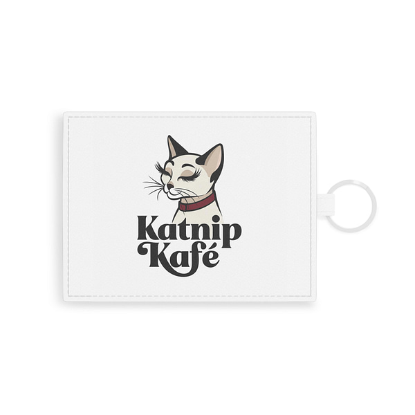 Cat Lover Saffiano Leather Card Holder - 'Katnip Kafé' Design