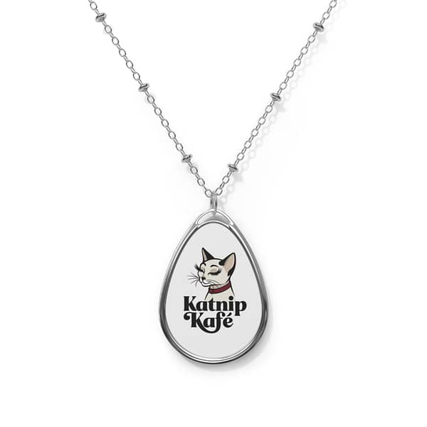 Cat Lover's Oval Necklace - Katnip Kafé Pendant