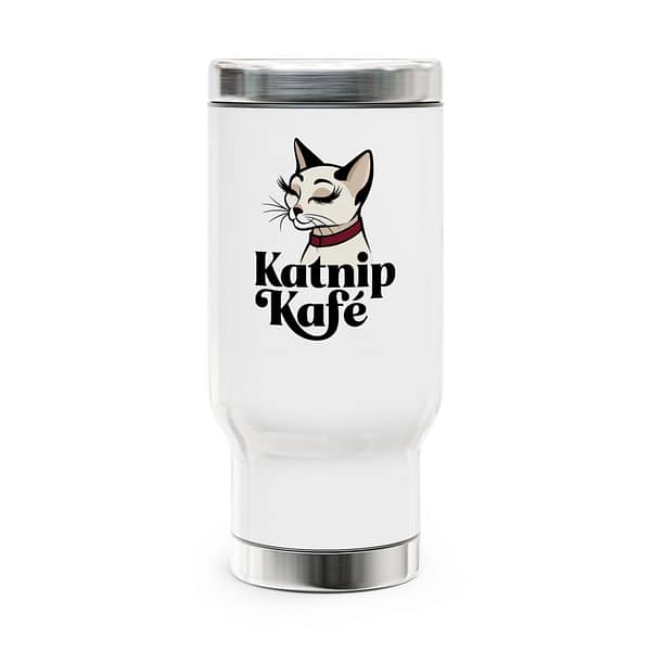 Katnip Kafé Stainless Steel Travel Mug - 14oz Coffee Cup with Handle